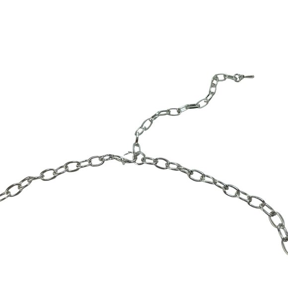 Necklace and Ear Set, 16" - 18", Silver Tone, Slate Grey Tone, Geometric - Picture 6 of 8